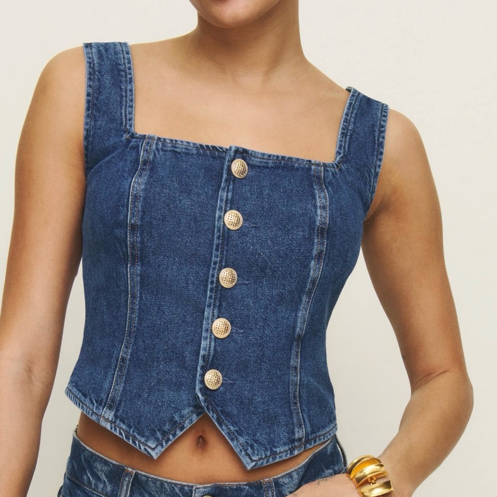 Reformation Bo denim top in keila color